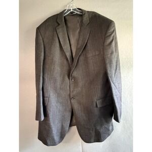 Botany Five Hundred Blazer Sport Coat Mens 48L Gray Wool Herringbone Jacket